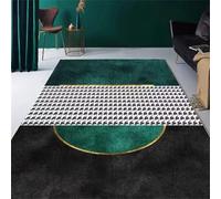 QGYFRE Tapis De Cuisine Enfant Chambre Balcon en Moderne Noir à Motifs géométriques. 60x110CM Vert antidérapant pour Grand insonorisation