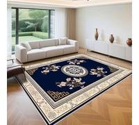 QGYFRE Tapis De Jeu Manga 150x180cm Bleu Marine Oriental Vintage Fleurs for Chambre Ado Fille,Fille Chambre,Decoration Couloir