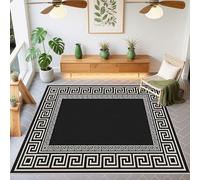 QGYFRE Tapis Manga Anti Bruit 80x120cm Noir Motif géométrique Vintage pour Salon Bureau Decoration Chambre Fille