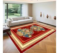 QGYFRE Tapis Manga terrasse Exterieur 120x180cm Orange Rouge Oriental Vintage Fleurs for Devant Cheminée,Chambre Enfant Fille,Fille Chambre Anti Vibration Machine a Laver