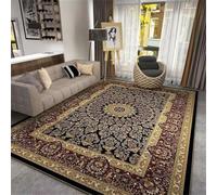 QGYFRE Tapis Poil Ras Grand D'Entrée Beau Floral rétro en Rouge foncé. 180x230CM Tout est Noir cheminée Cuisine Enfant Garcon