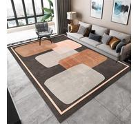 QGYFRE Tapis Poil Ras Moderne de Cuisine Lavable géométrique Marron. 180x230CM Gris-Noir d Entree Moquette Acoustique Porte d'entrée Interieur