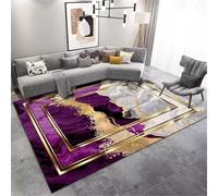 QGYFRE Tapis Salle A Manger D Entrée Grande Taille de Sol décoratif doré et Gris. 120x160CM Violet Salon Home paillasson Entree Interieur