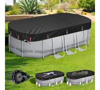 QH.Home Bâche de Piscine Ovale de 2,7 x 5,5 m avec cliquet breveté à Serrage Rapide, Housse de Piscine Ovale pour piscines Hors Sol [Durable, résistante aux déchirures] avec Anneaux de Charge