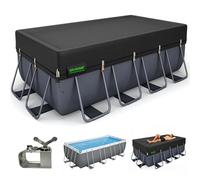 QH.HOME Bâche d'hiver rectangulaire pour piscine rectangulaire Bestway/Intex/Coleman de 3,7 x 7,3 m, tissu robuste amélioré et coupe-vent avec treuil à serrage rapide, résistante au froid et aux UV