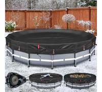 QH.HOME Bâche d'hiver ronde pour piscine hors sol Bestway/Intex/Coleman de 5,4 m, [excellent coupe-vent] avec cliquet breveté à serrage rapide et anneaux de charge, résistante au froid et aux UV