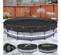 QH.Home Bâche Ronde d'hiver pour Piscine Hors Sol Bestway/Intex/Coleman de 3,6 m, [Excellent Coupe-Vent] avec cliquet breveté à Serrage Rapide et Anneaux de Charge, résistante au Froid et aux UV