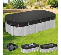 QH.HOME Housse de piscine ovale de 4,6 x 7,6 m avec cliquet breveté à serrage rapide, couverture d'hiver pour piscines hors sol [durable, résistante aux déchirures] avec anneaux de charge