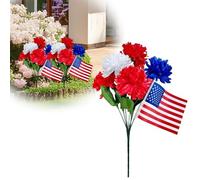 QHa712 Bouquet patriotique en plastique pour décoration du 4 juillet et de la journée des vétérans Rouge 33 cm
