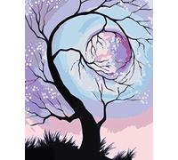 QHDXL Peinture par Numéros pour Adultes Ombre d'arbre De Lune Kit de Peinture à l'huile de Bricolage avec Chiffres pour débutants Enfants et Adultes 40x50cm sans Cadre