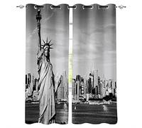 QHDXL Rideau Statue De La Liberté Lot de 2 Rrideaux Rideau Thermique Isolant Anti Froid Rideau Occultant Thermiques Rideau Occultant à œillets Décoration pour Chambre Salon, 110 x 215 cm