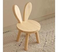 QHENS Petite Chaise Enfant, Rehausseur Chaise Enfant Bois de 1 à 6 Ans, Dossier avec Oreilles de Lapin, Dossier Amovible et Autocollant Anti-Glisse, 45 x 25 x 26 cm