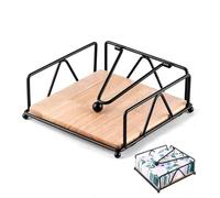 QHENS Porte Serviette de Table Noir en Bois avec Base en Bois et Bras Lesté, Porte Serviette de Table Papier Rétro Décoration pour Serviettes 33x33 cm, Cadre en Métal, pour Restaurant, Café, Table