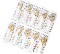 QHFlashbuy 10 Pièces Bougies Numéro,Bougie D'Anniversaire Numérotée,Or Nombre Bougie Convient pour Anniversaires, Anniversaires de Mariage, Cérémonies de Remise des Diplômes, Fête