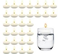 QHFlashbuy Bougies Flottantes,30 Pièces Bougies Chauffe-Plat Chaudes Bougies Flottantes Inodore Bougeoir Verre Pied Pour Anniversaire,Mariage,Piscine,Spa,Saint-Valentin(Blanc)