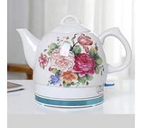 QHFTREX Bouilloire électrique en céramique sans Fil, théière rétro 1 L, Base Amovible 1000 W, Mise Hors Tension Automatique, Protection Contre l'ébullition à Sec, B/C/B powerfully