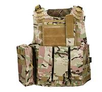 QHIU Gilet Tactique Camouflage Militaire Assaut Combat Protection Molle Veste pour Airsoft Paintball CS Sports de Plein air