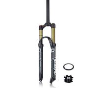 QHIYRZE Fourche À Suspension pour Vélo De Montagne 26 27,5 29 Pouces Fourche Air VTT 120mm Débattement 1-1/8 Droite Fourche Avant QR 9×100mm Verrouillage Manuel/à Distance Noir Or(Manual,29'')