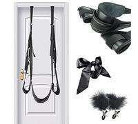 QHJ BDSM Balançoire Sexuelle Kit De Porte,Balançoire D'amour En Cuir Peluche Avec Pinces à Tétons Mamelons & Masque Pour Les Yeux En Satin,Love Swing Avec Coussins Extra Larges