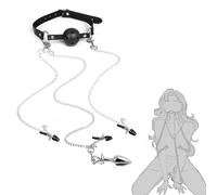 QHJ Jeu de préliminaires sexuels for adultes, Kit de Bondage Bdsm, chaîne en métal, pinces à tétons, bouche Gag, Plug Anal en métal, contraintes SM for adultes for femmes