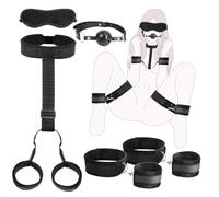 QHJ Jouet sexuel BDSM pour couples, ensemble de bondage de lit sexuel avec menottes et chevilles, poignet bâillon, extrêmement stable, ensemble de bondage BDSM pour femme extrême