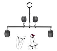 QHJ Kit Bondage BDSM - Barre d'Écartement Réglable avec Collier et Menottes - Ensemble de Fessée pour Poignets, Cou et Chevilles - Pour Femmes, Hommes et Couples