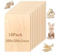 qhklew 10 Pièces Contreplaqué, 300 x 200 x2 mm Feuilles de Tilleul, Feuilles de Bois Minces, Pour Bricolage, Artisanat en Bois, Modèles et Peintures