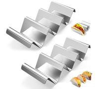 qhklew 2 Support à Tacos, Porte Tacos, Support à Tacos en Acier Inoxydable avec Poignées, pour Contenir des Tacos des Sandwichs, des Hot Dogs et des Crêpes, Passe au Four et Micro Onde, Style Ondulé