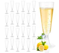 qhklew 25 Pièces Flute Champagne Plastique, Flûtes à Champagne Transparent, 150ml Flute Champagne, Gobelet Plastique Reutilisable pour Fêtes De Douche D'anniversaire Mariage Jardin