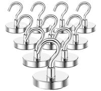 QHKNUYOAX 10Pcs Hooks for Hanging String Lights, Magnetic Magnet Hook Cruise Cabin Ship Magnets for Walls, Living Room(Black)(Silver)