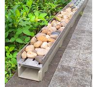 QHKNUYOAX Drain de Canal extérieur avec Grille, système Drainage tranchée Paysage for Le Remplissage Pierres Galets, gouttières Pluvial, Conception en Forme U