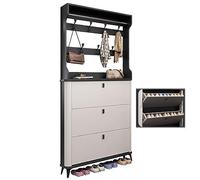 QHLIANGL Armoire à Chaussures cachée, Armoire à Chaussures, Armoire à Chaussures étroite avec 3 Portes rabattables et étagère réglable, étagère à Chaussures d'entrée Moderne, Armoire de Rangement à