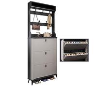 QHLIANGL Armoire à Chaussures cachée, Armoire à Chaussures, Armoire à Chaussures étroite avec 3 Portes rabattables et étagère réglable, étagère à Chaussures d'entrée Moderne, Armoire de Rangement à