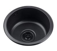QHLIANGL Évier de Bar à revêtement Nano, évier Rond Noir sous Plan, évier de Cuisine en Acier Inoxydable Fait Main, cuve Simple avec crépine, Bassin pour Lave-Vaisselle