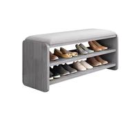 QHLMLL Banc à chaussures avec coussin de siège - Étagère de rangement à 2 niveaux pour salon, couloir, chambre à coucher - Siège rembourré, armoire à monter soi-même (taille : 60 cm, couleur : gris +