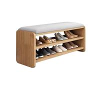 QHLMLL Banc à chaussures avec coussin de siège - Étagère de rangement à 2 niveaux pour salon, couloir, chambre à coucher - Siège rembourré, armoire à monter soi-même (taille : L 60 cm, couleur : bois