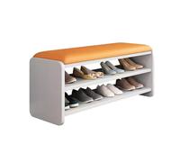 QHLMLL Banc à chaussures avec coussin de siège - Étagère de rangement à 2 niveaux pour salon, couloir, chambre à coucher - Siège rembourré, armoire à monter soi-même (taille : 80 cm, couleur : blanc +