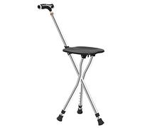 QHLMLL Canne de Marche Pliable en Aluminium léger avec siège antidérapant et réglable pour Adultes, Hommes et Femmes, Aide à la Marche légère