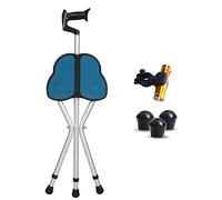 QHLMLL Canne Pliante avec poignée en T en Aluminium, légère, réglable en Hauteur, avec siège à Trois Pieds, pour Personnes âgées et handicapées, Aide au Voyage
