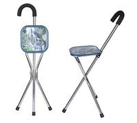 QHLMLL Crutes pour Adultes Siège Pliant, Crut air Poignée Tabouret Portable Pratique Confortable Hauteur réglable Stable Alliage d'aluminium Principal e pour Personnes âgées S'asseoir Marcher Tout