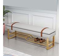 QHLMLL Étagère à chaussures de luxe, tabouret repose-pieds confortable pour chambre à coucher, entrée, banc de rangement à chaussures en cuir PU, banc à chaussures moderne en métal avec siège