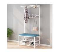 QHLMLL Meuble de Rangement pour Hall d'entrée, Porte-Manteau avec Banc à Chaussures, Coussin en éponge, Cadre en métal - Ensemble de Meubles d'entrée 4 en 1 avec Crochets de sus