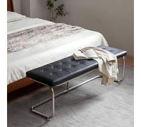 QHLMLL Nizer Banc à chaussures avec coussin en cuir synthétique et rangement pour chaussures Noir 100 x 35 x 45 cm