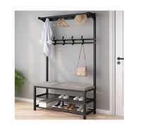 QHLMLL Porte-Manteau et Banc à Chaussures avec Crochets - Design 4 en 1 avec Coussin en éponge, Structure en métal, Assemblage Facile - Meuble d'appoint pour l'organisation et l