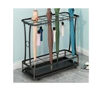 QHLMLL Porte-parapluies Noir avec Crochets et bac d'égouttage Amovible, Support Industriel Autonome pour Clubs, Organisateur de Rack pour Couloir d'entrée (Moyen)