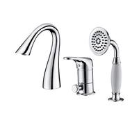 QHLMLL Robinets de Cuisine, Robinet de Remplissage de Baignoire avec pommeau de Douche à Main, Ensemble de Robinet de Baignoire à Large Diffusion, Montage sur Pont, 3 Trous S