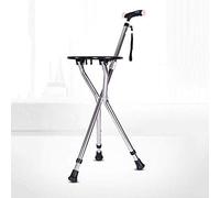 QHLMLL Siège de Canne Pliable Combo - Béquille Portable pour Personnes âgées - Bâton de Marche en Aluminium à Hauteur réglable - Tabouret de Canne Pliable Robuste
