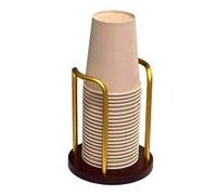 QHMMDCN Porte Gobelet En Papier Coffee Cup Dispenser Rack With Wood Base And Lid Organizer For Countertop - Perfect For Paper Cups, And(Single cup-Golden)
