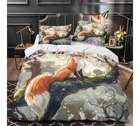 QHNZKJXPRL Amour Maternel Renard Housse de Couette 3D Effet Microfibre Ultra Douce Confortable Parure de Lit Fermeture Éclair Hypoallergique Résistante for Filles Ado Double（200x200cm）