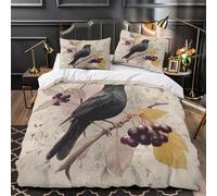 QHNZKJXPRL Chant du Merle Housse de Couette 3D Imprimée Microfibre résistante Léger Illustration de la Nature Parure de Lit Fermeture Éclair Douce Hypoallergique for Enfant Single（140x200cm）